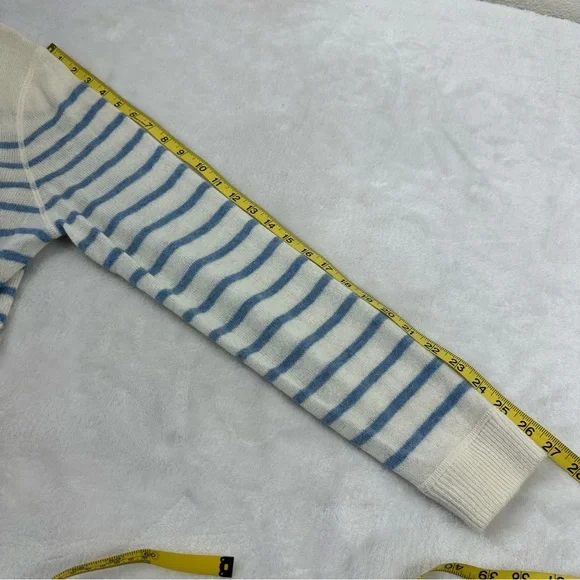 Reformation S Ivory Parisian Blue Stripe Cashmere Light Comfy Sweater - Picture 5 of 5